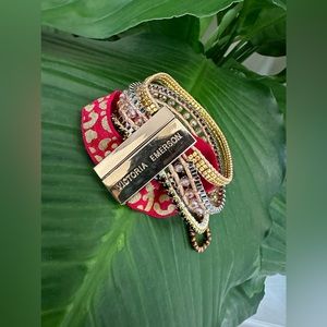 Victoria Emerson Wrap Bracelet| Gold/Red Cheetah